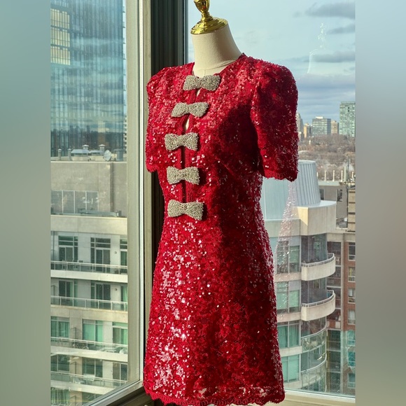 🆕 REBECCA VALLANCE 🧿 NWOT x Nicky Hilton Leyla Short Sleeve Mini Dress, Sz US2 - Picture 11 of 17